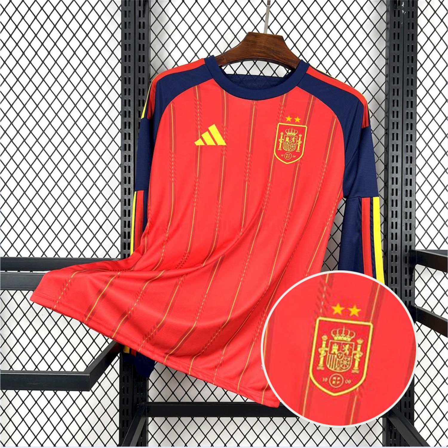 【Two-Crown Star】Spain 2026 Home Long Sleeves Jersey - Fans Version - UnitedFutballJersey