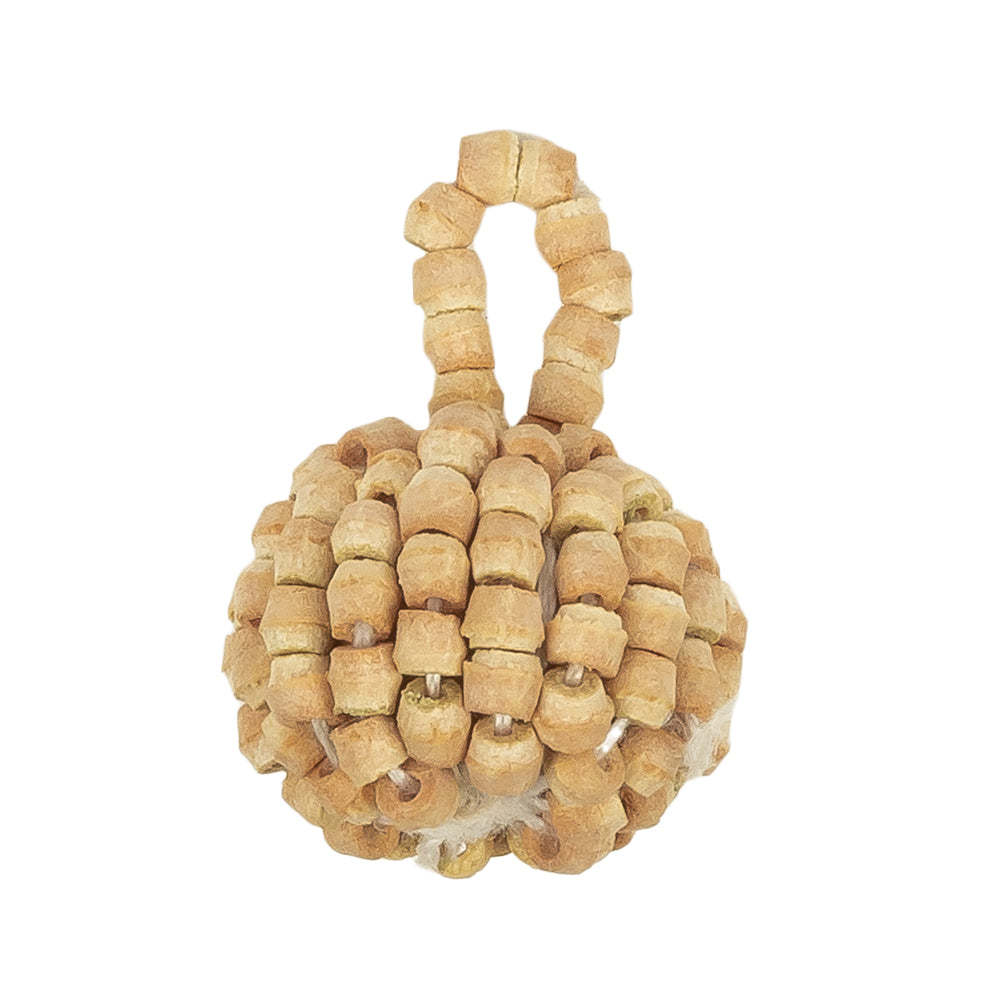 Vintage Natural Wood Beaded Pom-Pom Applique - 0.625