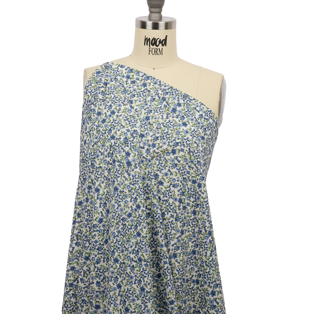 Cotton Poplin - Blue Floral - Botanical Stroll Print - Mood Exclusive Secret Garden Collection - Joann Fabrics