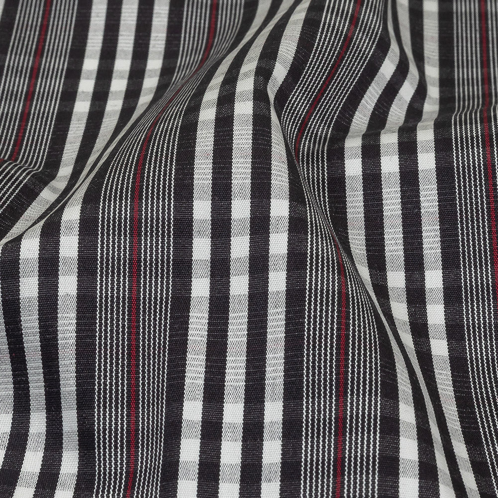Black Onyx, Red and White Subtle Plaid Cotton Poplin - Joann Fabrics