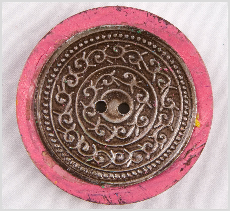 Pink and Silver Foiled 2-Hole Coconut Button - 74L/47mm - Joann Fabrics