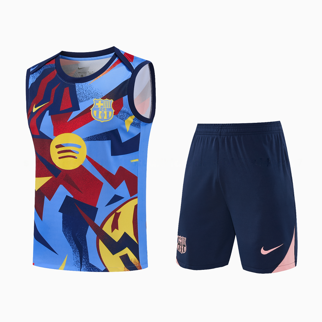 Barcelona 25-26 Vest Training Set - Colors Top & Dark Blue With Pink Accents Pants - UnitedFutballJersey