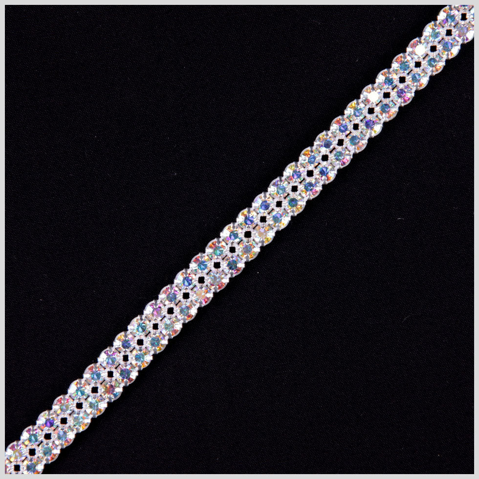 Crystal AB Silver Plated On White Netting Metal & Czech Rhinestone - Joann Fabrics