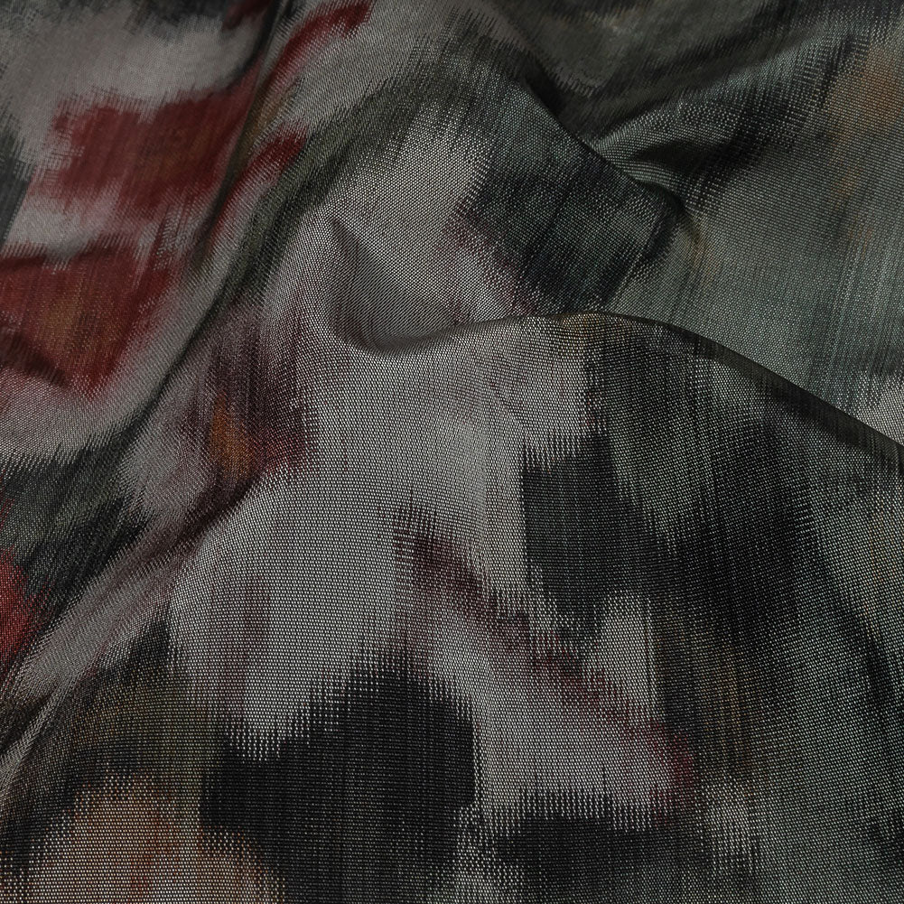 Italian Goth Red, Green and Gray Warp Printed Rose Garden Polyester Faille - Joann Fabrics