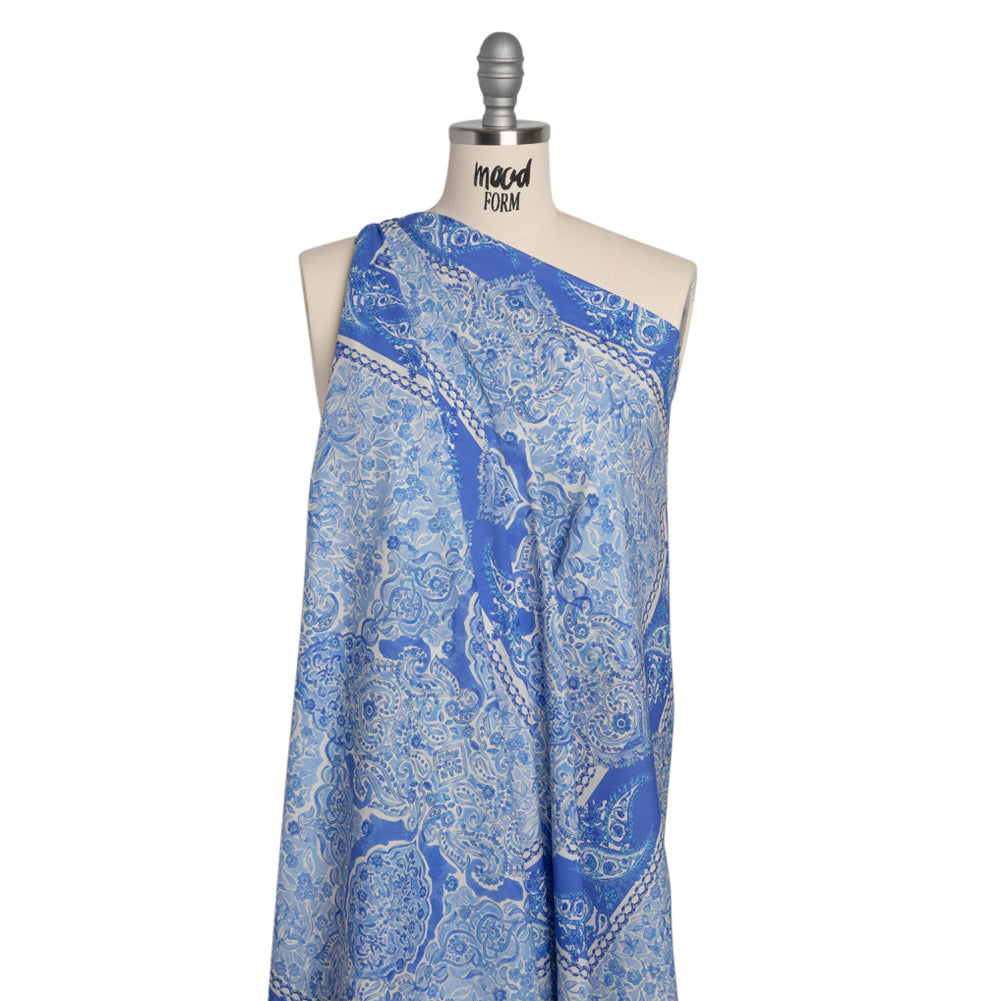 Cotton Voile Panel - Blue Paisley Floral - Sicilian Summer Print - Mood Exclusive Chariot Collection - Joann Fabrics