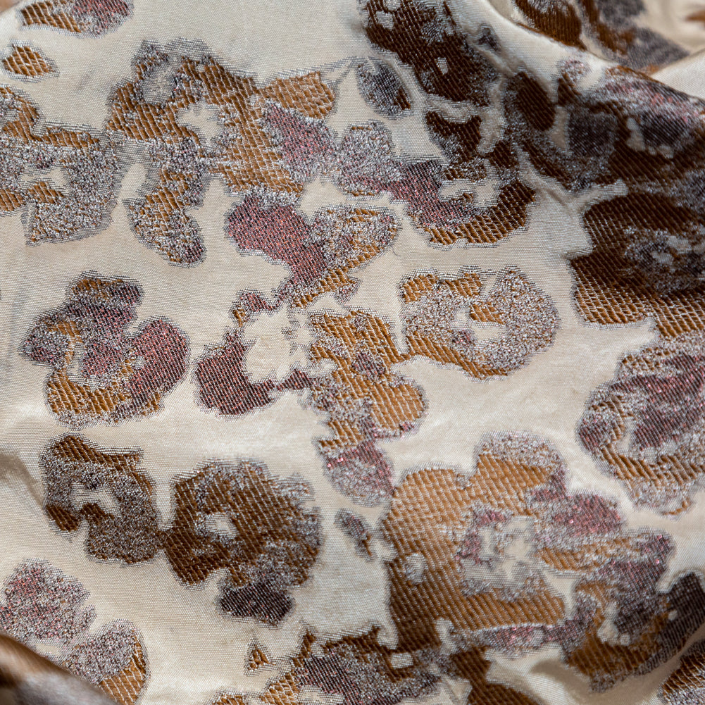 Beige and Metallic Bronze Floral Polyester Jacquard - Joann Fabrics