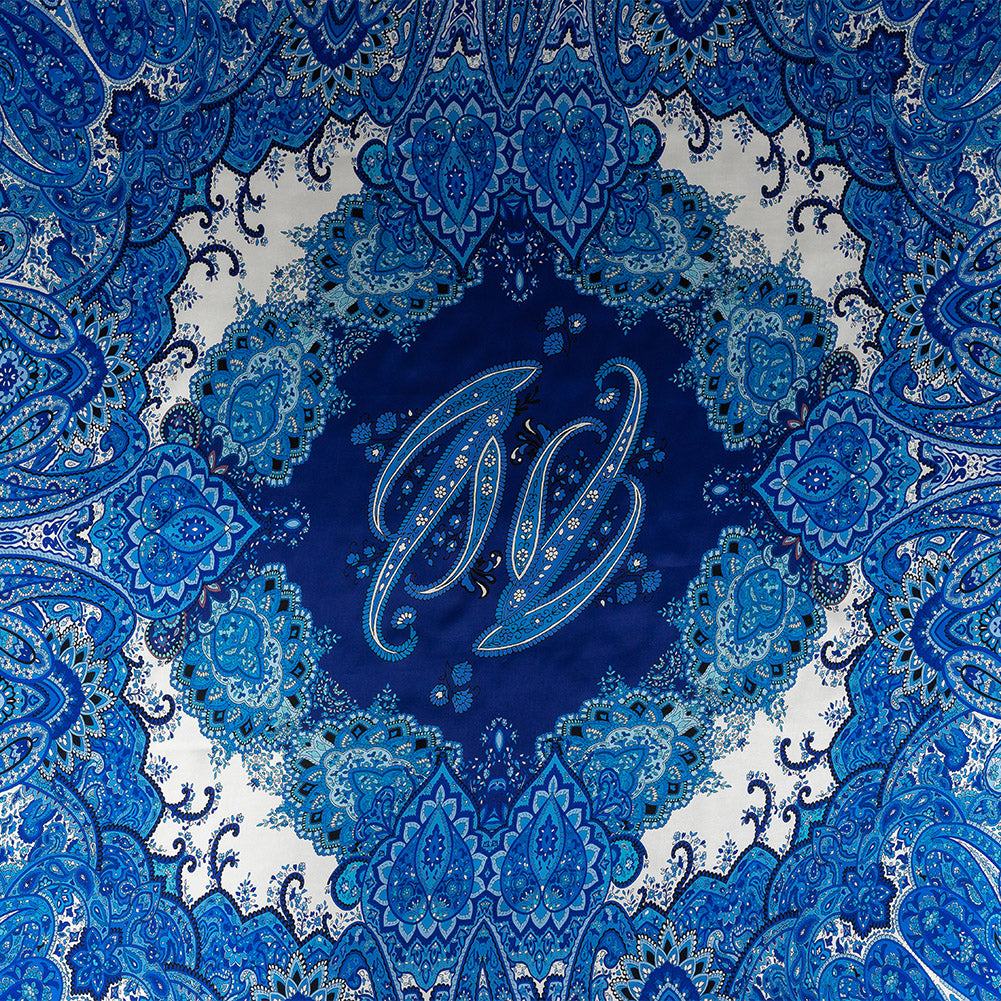 Mood Exclusive Italian Royal Blue Paisley Digitally Printed Silk Charmeuse Panel - Joann Fabrics