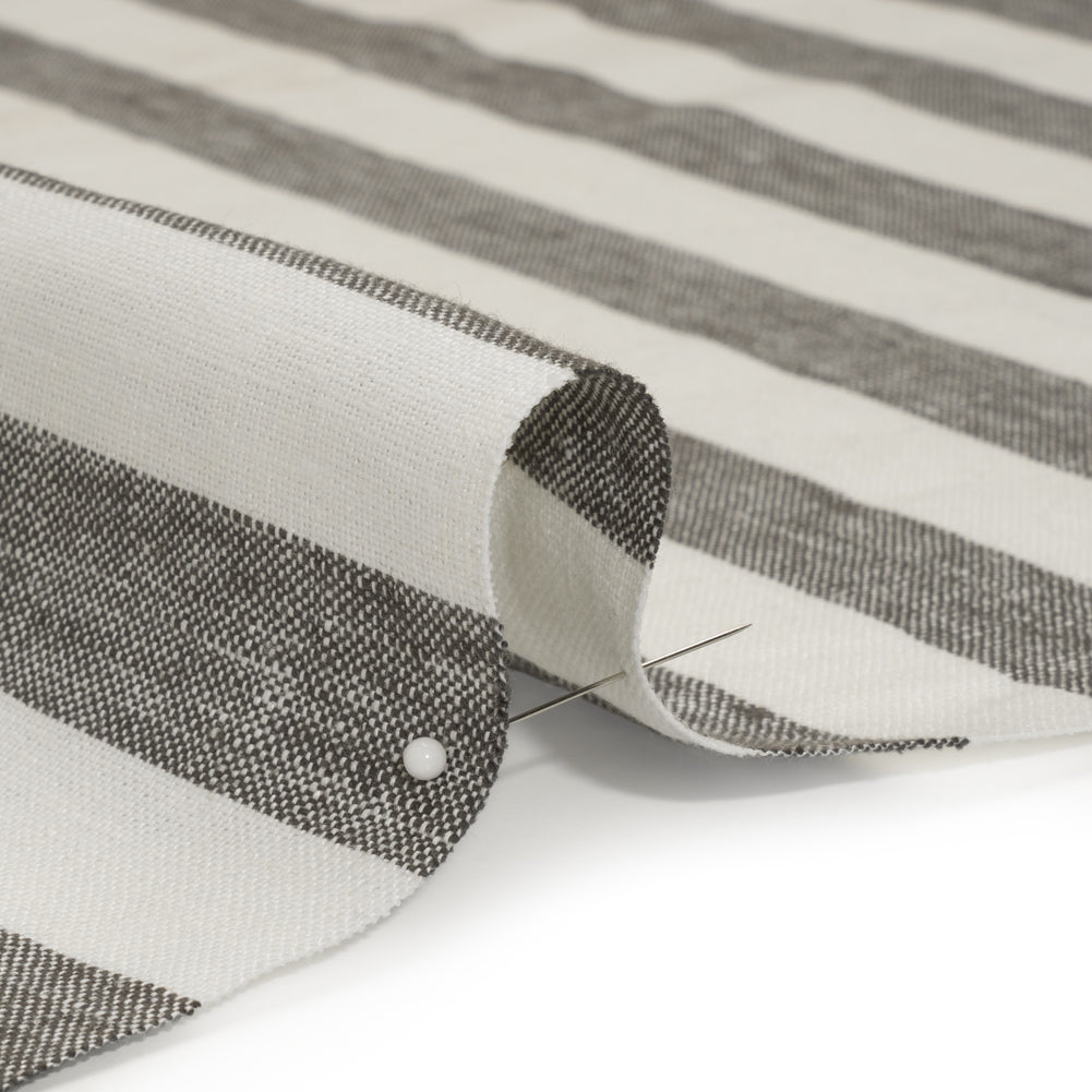 Medium Weight Linen Woven - Smoke Gray and Cream Awning Stripes - Joann Fabrics