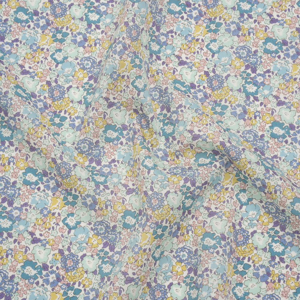 Liberty Fabrics Tana Lawn® - Michelle Turquoise Blue - Turquoise, Light Purple and Sunny Yellow Floral - Joann Fabrics