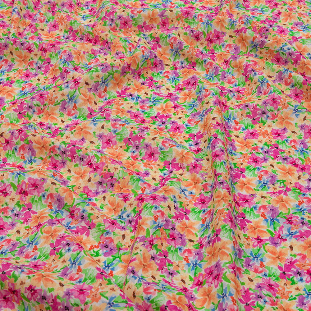 Cotton Voile - Pink and Orange Floral - Isola Bella Print - Mood Exclusive Secret Garden Collection - Joann Fabrics