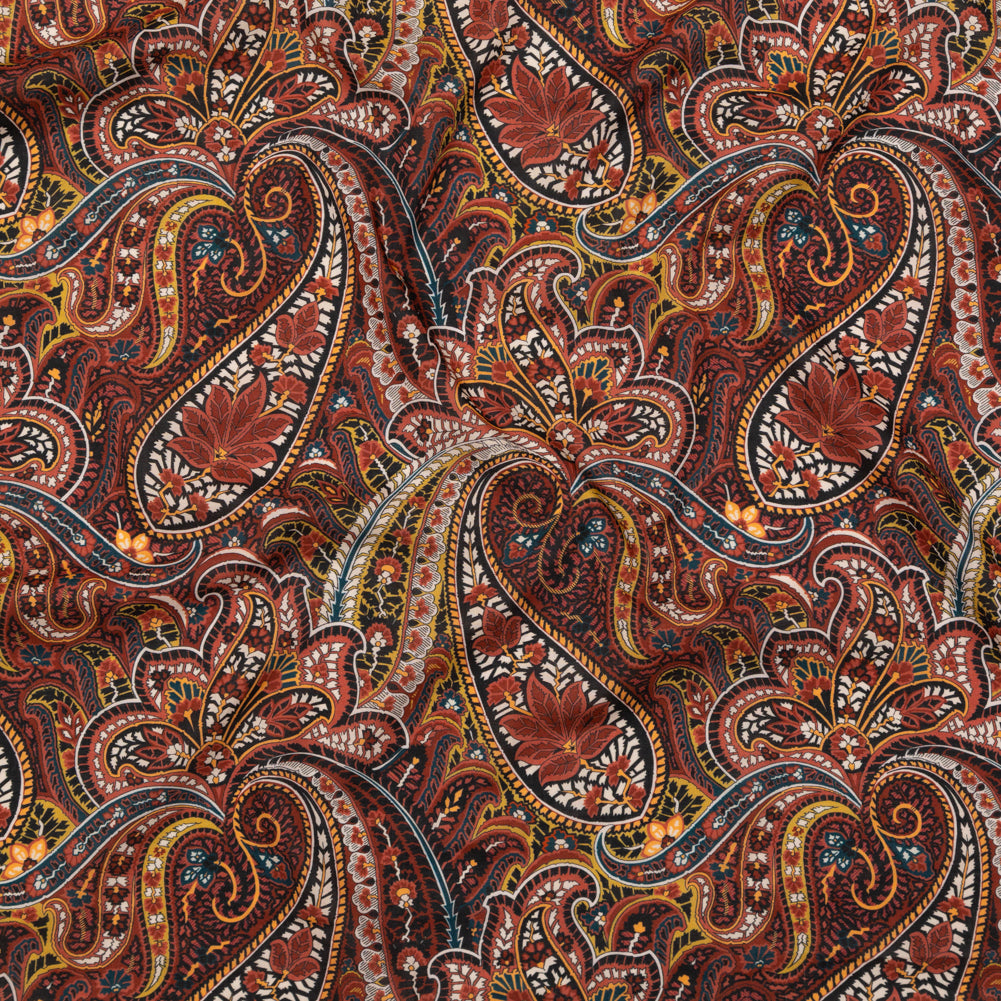 Cotton Voile - Brown and Red Paisley - Only By Luck Print - Mood Exclusive Kenko Collection - Joann Fabrics