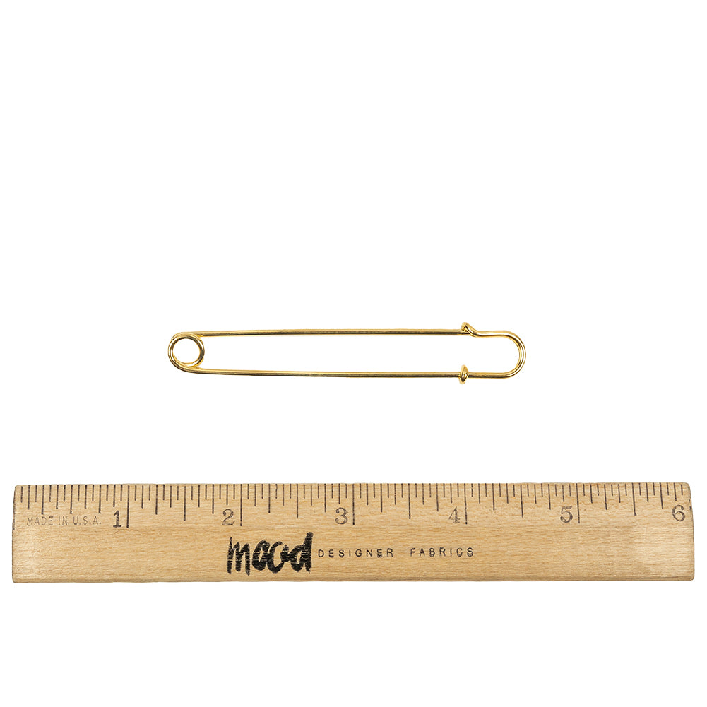 Vintage Czech Gold Large Decorative Safety Pin - 3.25