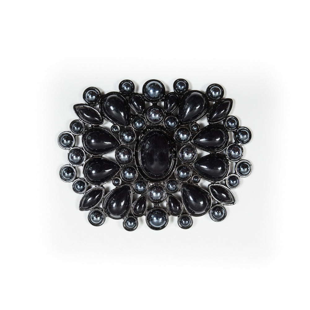 Gunmetal and Blue Fancy Metal Applique - 3