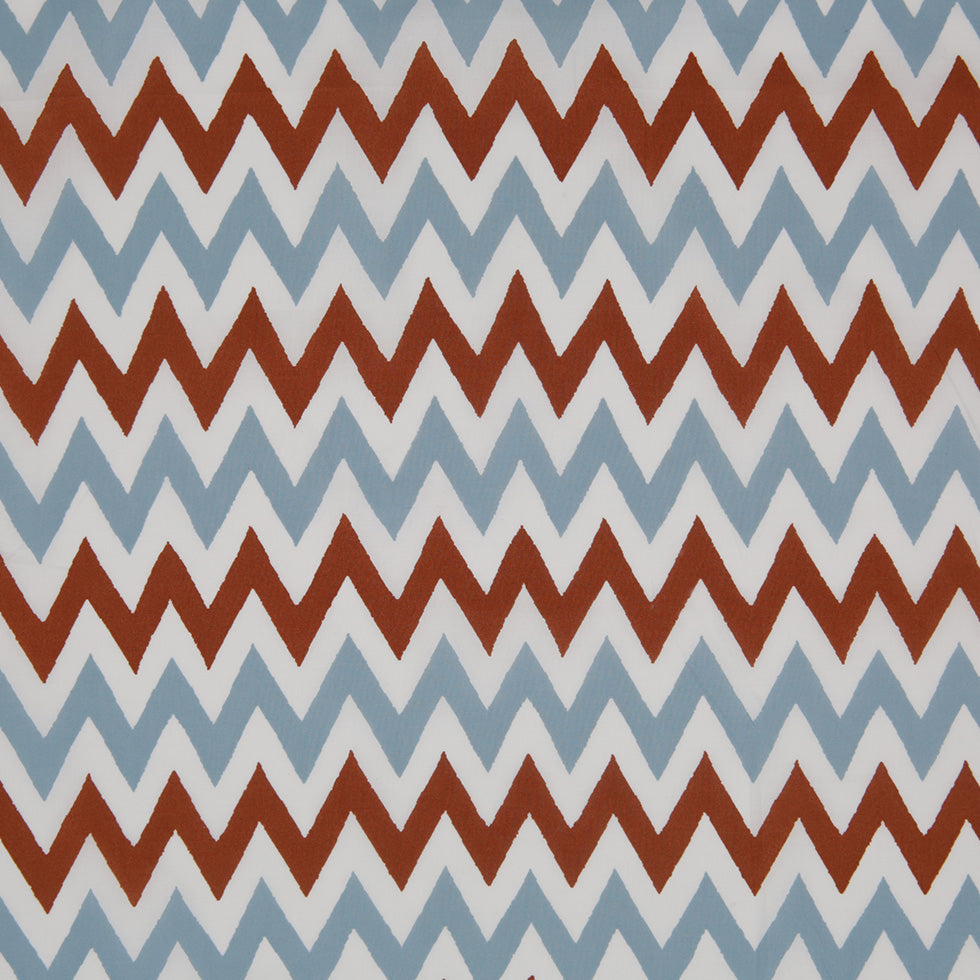 Brown/Blue/White Zig-Zag Printed Cotton Poplin - Joann Fabrics