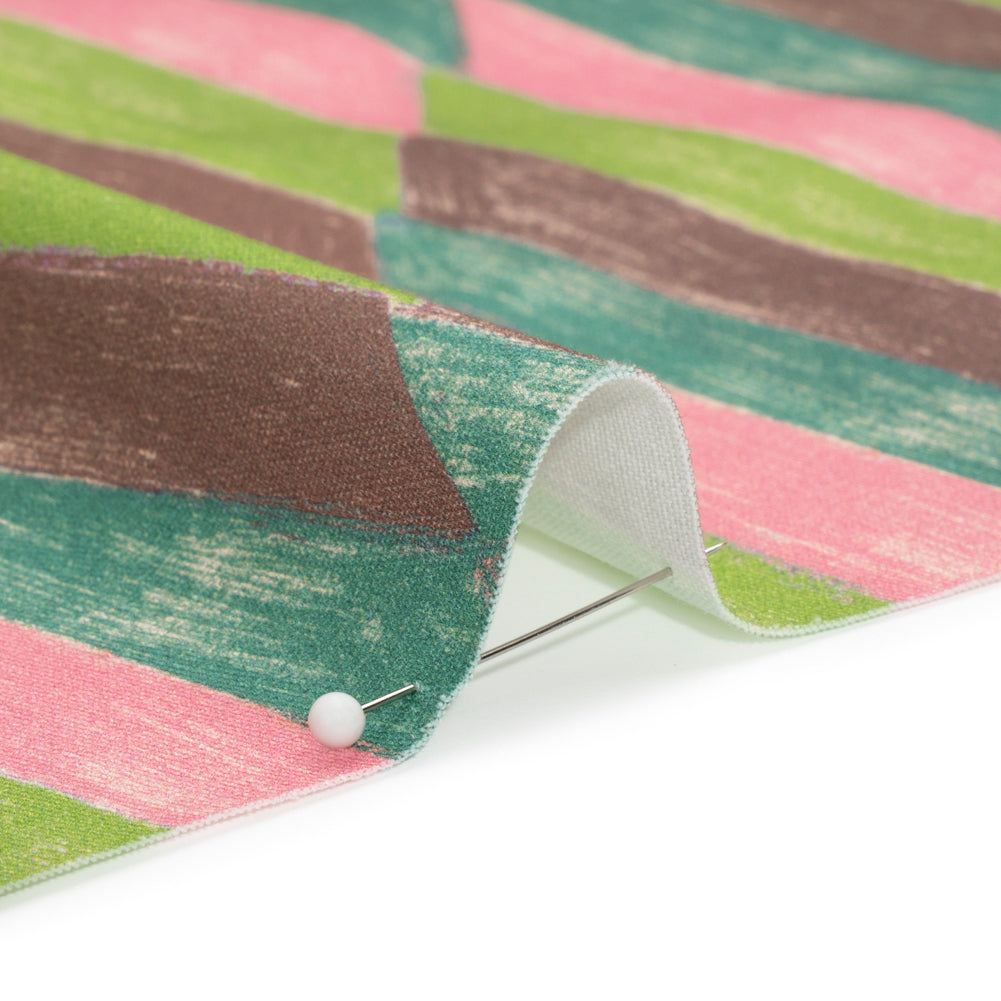Stretch Cotton Twill Print - Green and Pink Geometric - Mood Exclusive Checkerboard Chalk - Joann Fabrics