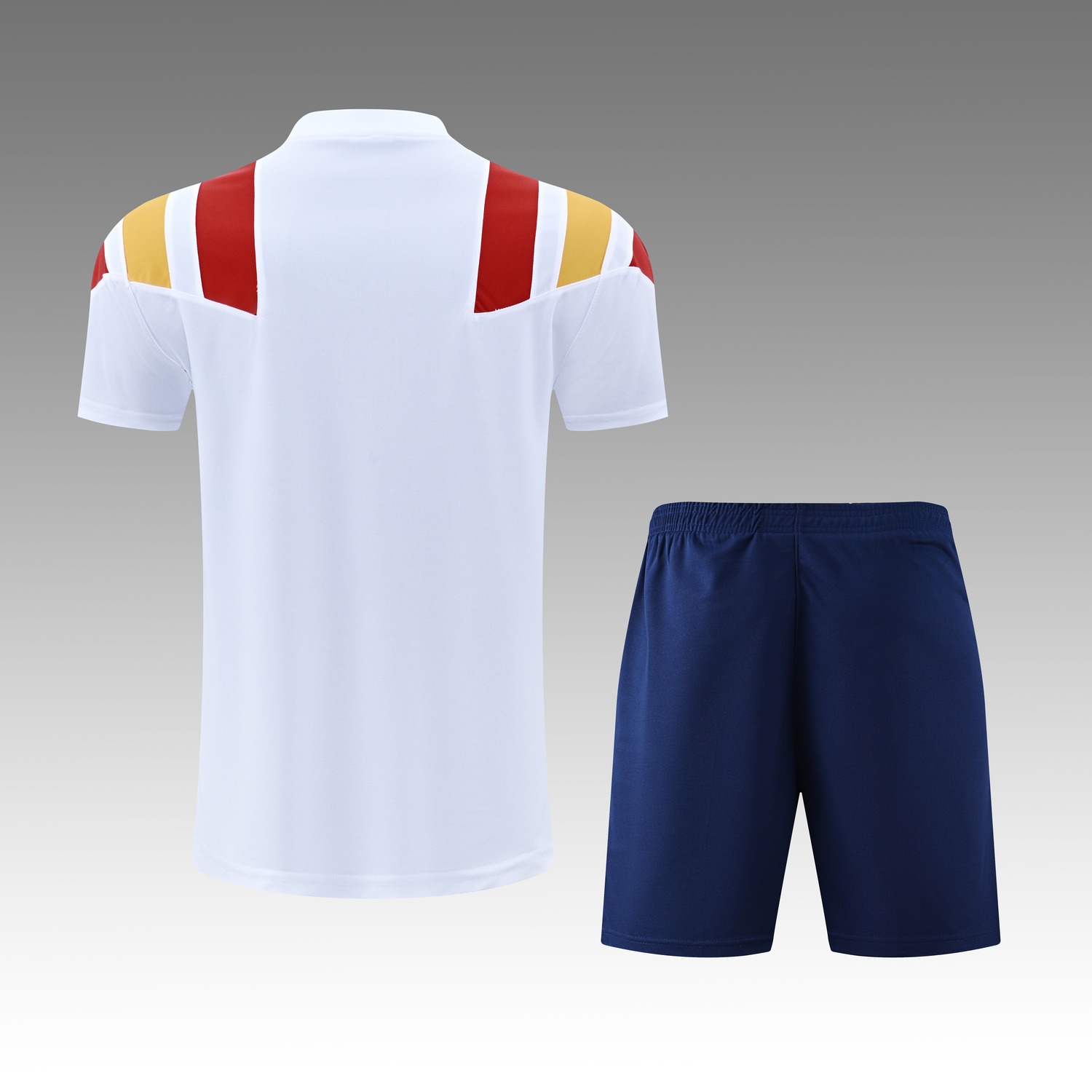 Spain 2026 Originals Trefoil Short-Sleeve Training Set - White Top & Deep Blue Shorts - UnitedFutballJersey