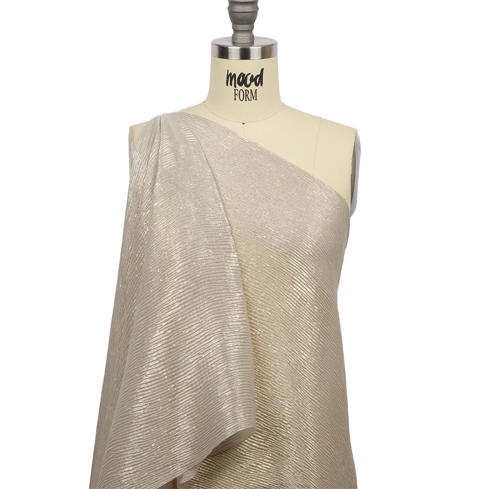 Polyester Chiffon Plisse with All-Over Foil - Greige and Gold - Honey Collection - Joann Fabrics