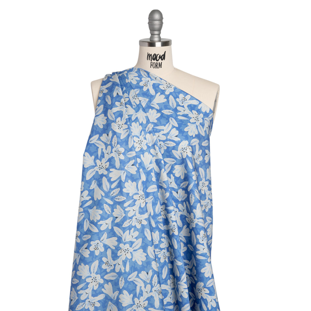 Stretch Cotton Sateen - Blue Floral - Daybreak Bloom Print - Mood Exclusive Chariot Collection - Joann Fabrics