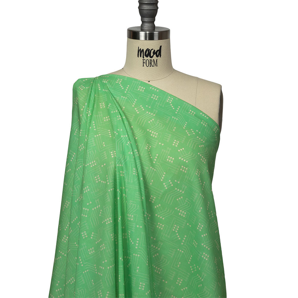 Cotton Voile - Green Circuit Board Dots - Circuit Breaker Print - Mood Exclusive Citrus Collection - Joann Fabrics