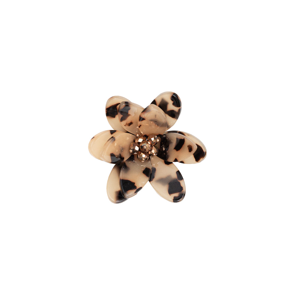 Italian Cornstalk Tortoise Flower Applique with Beaded Core - 2.75