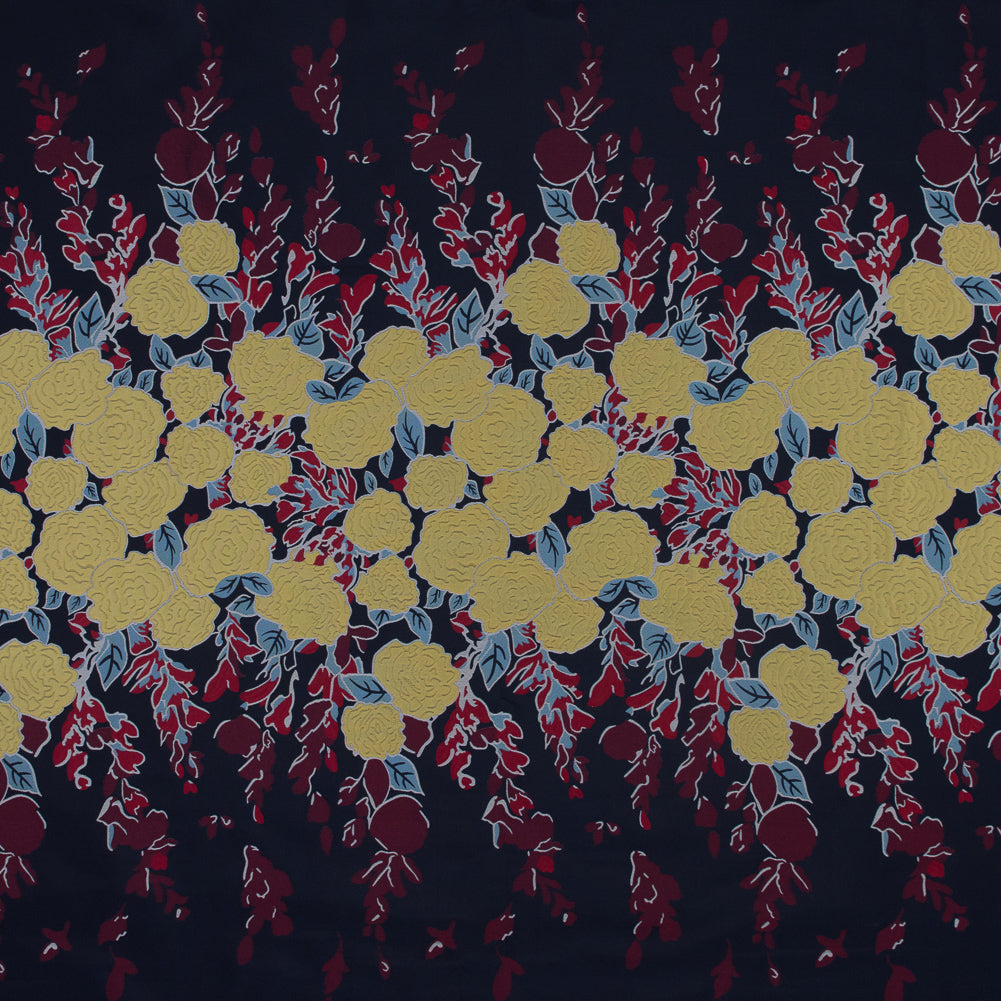 Navy, Yellow and Red Large-Scale Floral Jacquard Panel - Joann Fabrics