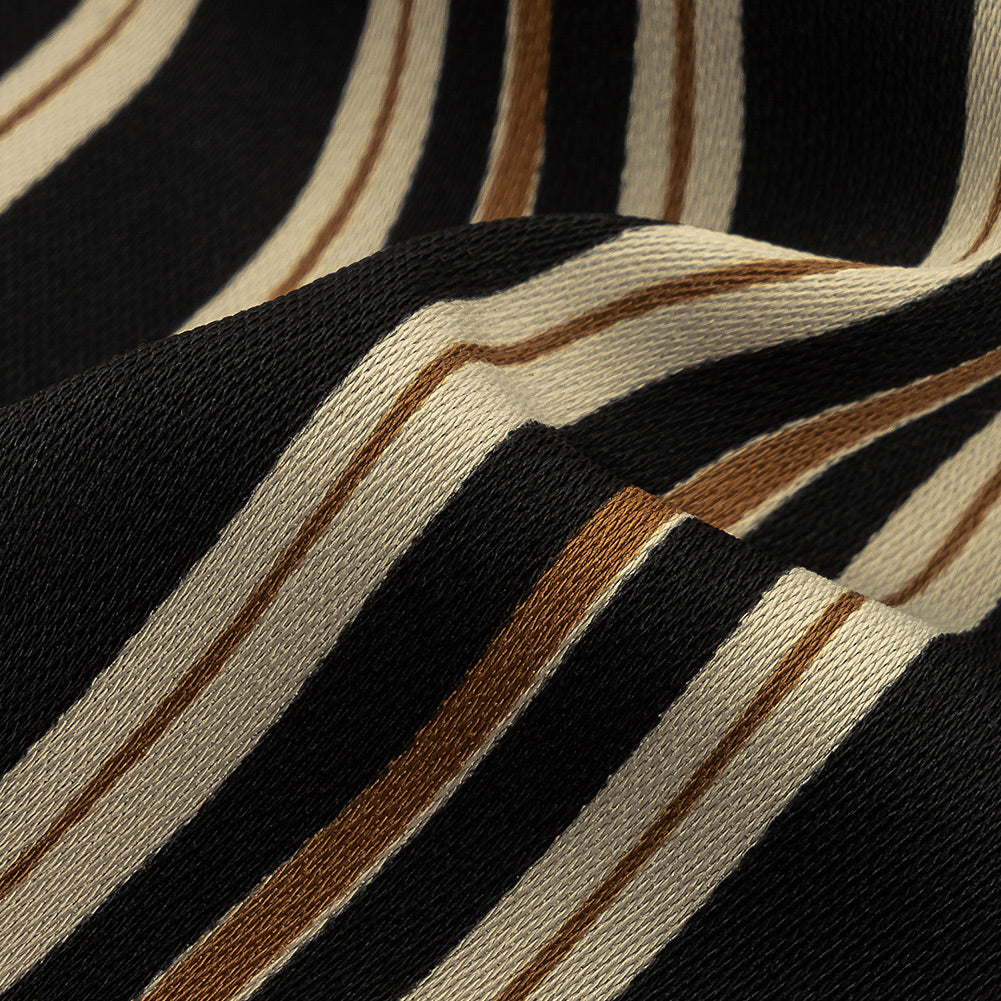 Italian Cream, Black and Tan Stripes Gradient Polyester Woven - Joann Fabrics