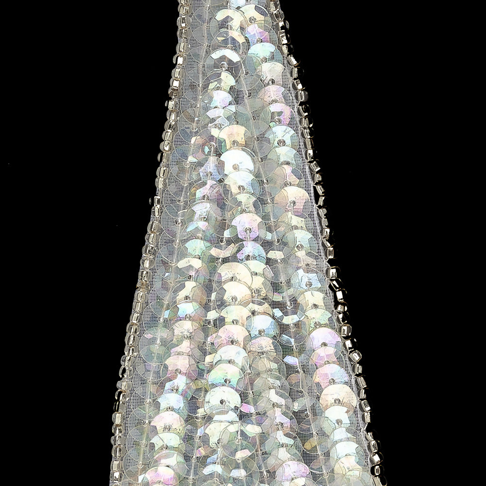 Vintage Crystal Iris Sequins and Silver-Lined Beads Triangle Applique - 4.875