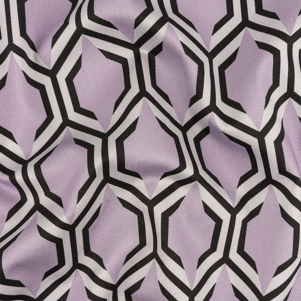 Stretch Cotton Sateen - Pale Lavender Honeycomb Geometric - Sweet as Honey Print - Mood Exclusive Wisteria Collection - Joann Fabrics