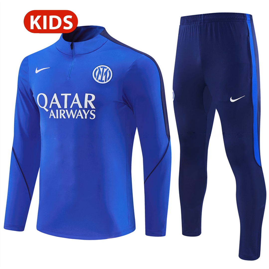 Inter Milan 26-27 Kids Long Sleeve Training Set - Blue Top & Royal Blue Pants - UnitedFutballJersey