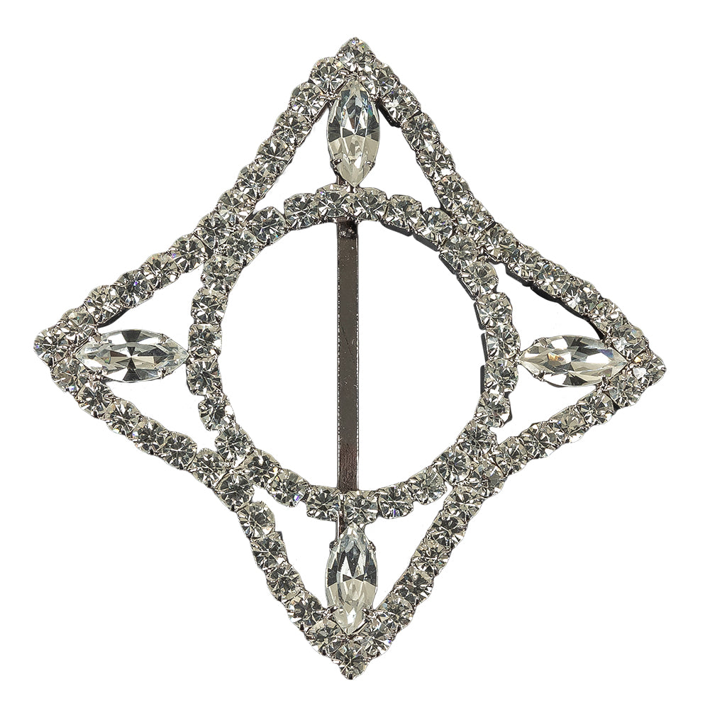 Vintage Crystal Rhinestones and Silver Four Pointed Star Slider - 3.5