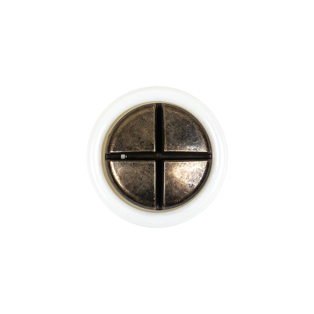 Italian White and Antique Bronze Plus Sign Plastic Shank Back Button - 30L/19mm - Joann Fabrics