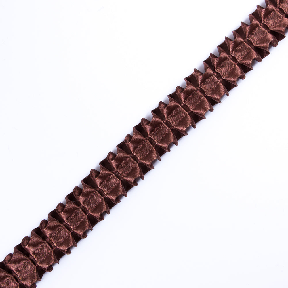 Italian Dark Brown Box Pleated Trimming - 1