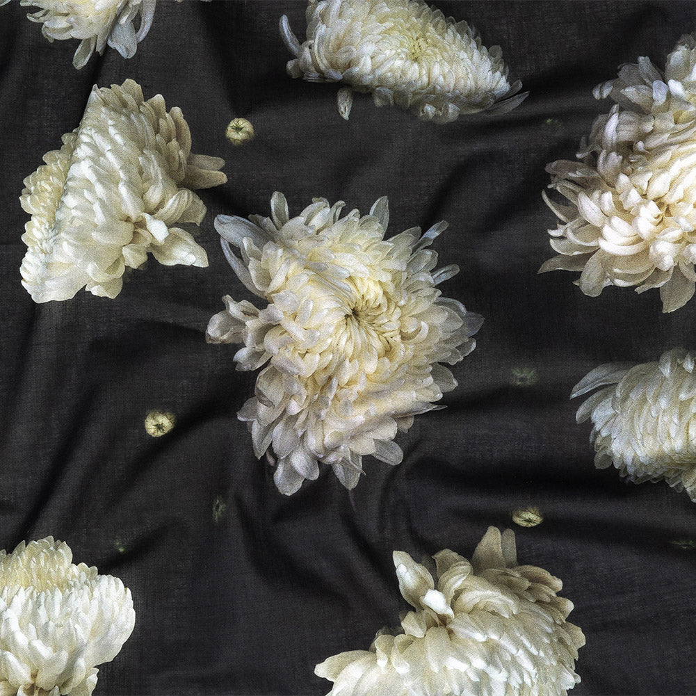 Cotton Voile - Pale Yellow and Black Floral - Maiden's Melancholy Print - Mood Exclusive Twilight Collection - Joann Fabrics