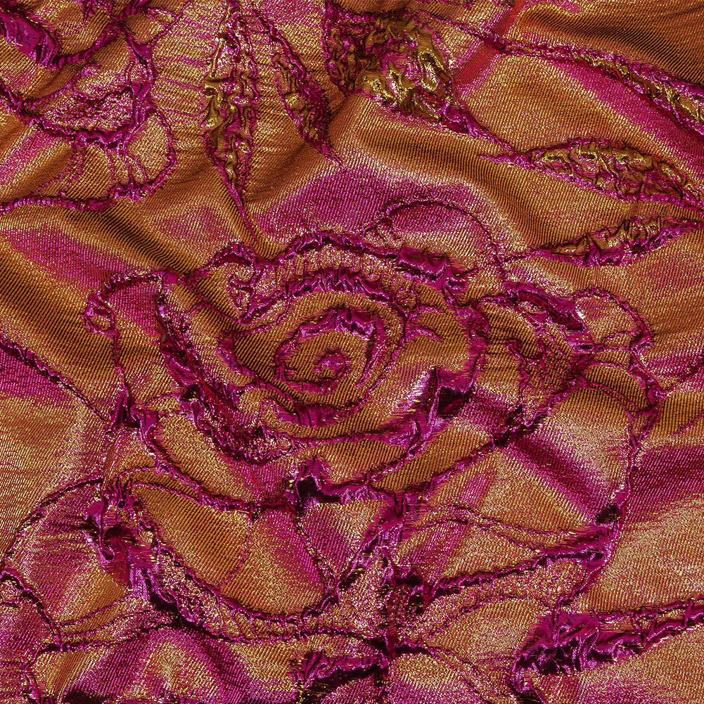 Metallic Iridescent Fuchsia and Gold Floral Luxury Brocade - Joann Fabrics