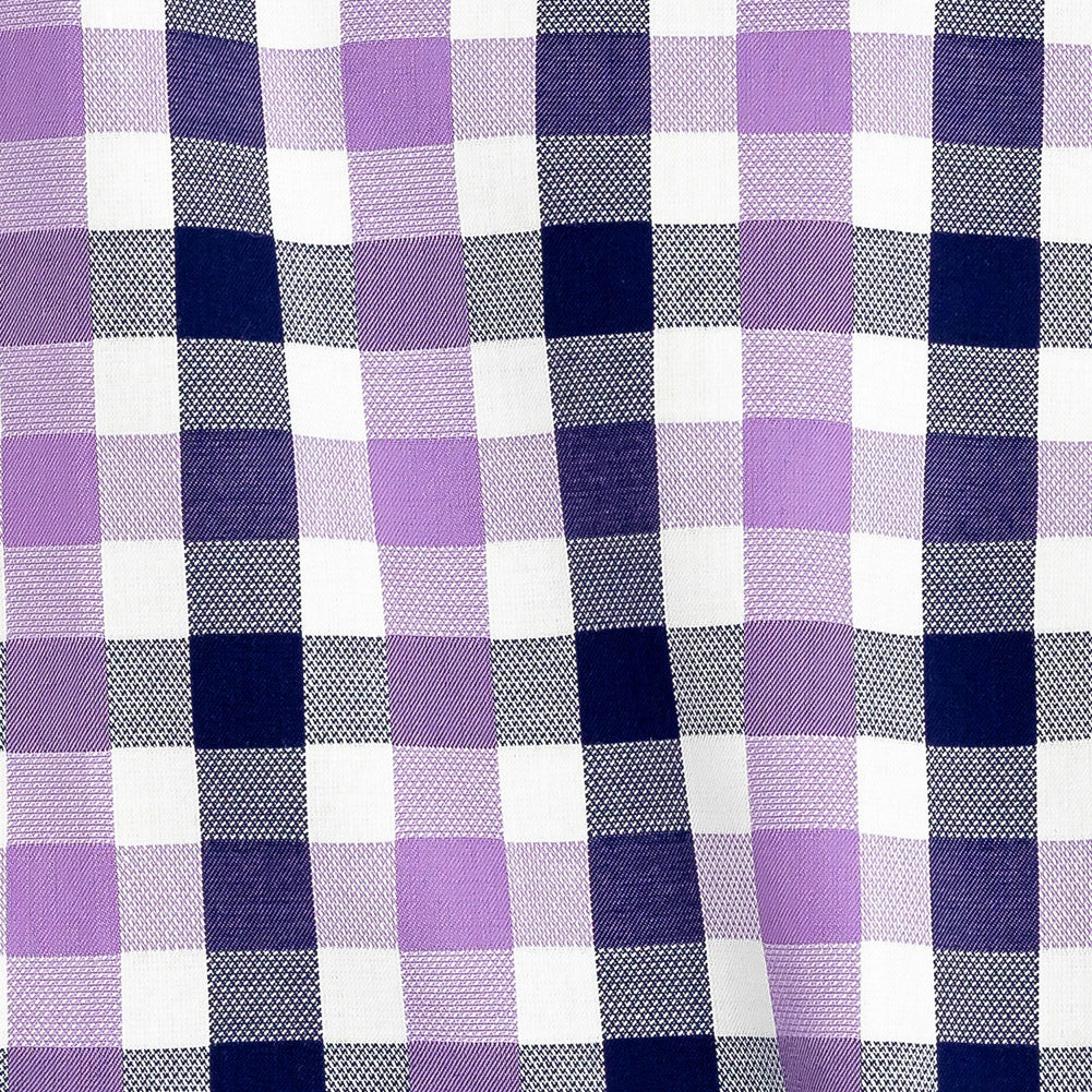 Premium Deep Wisteria and Navy Large Tattersall Checkered Cotton Shirting - Joann Fabrics