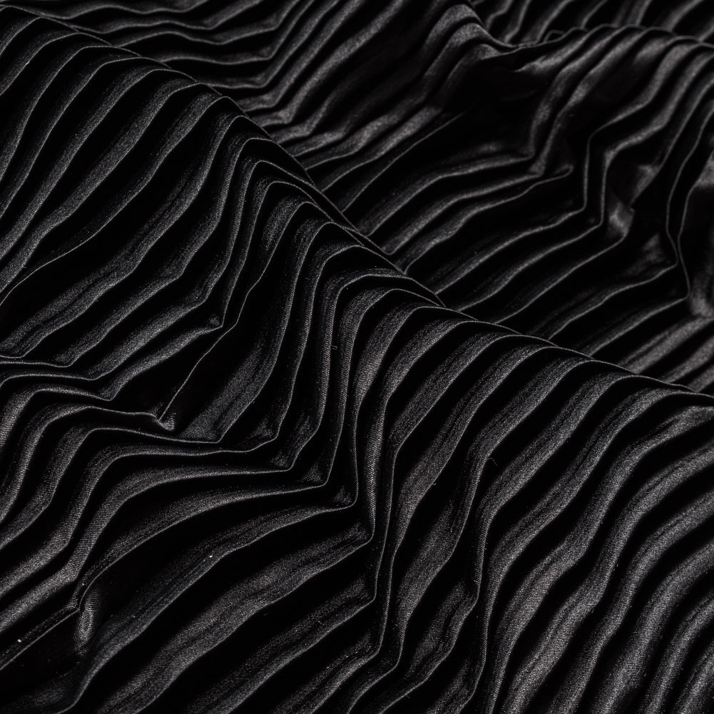 Pleated Stretch Satin - Black - Andreas Collection - Joann Fabrics