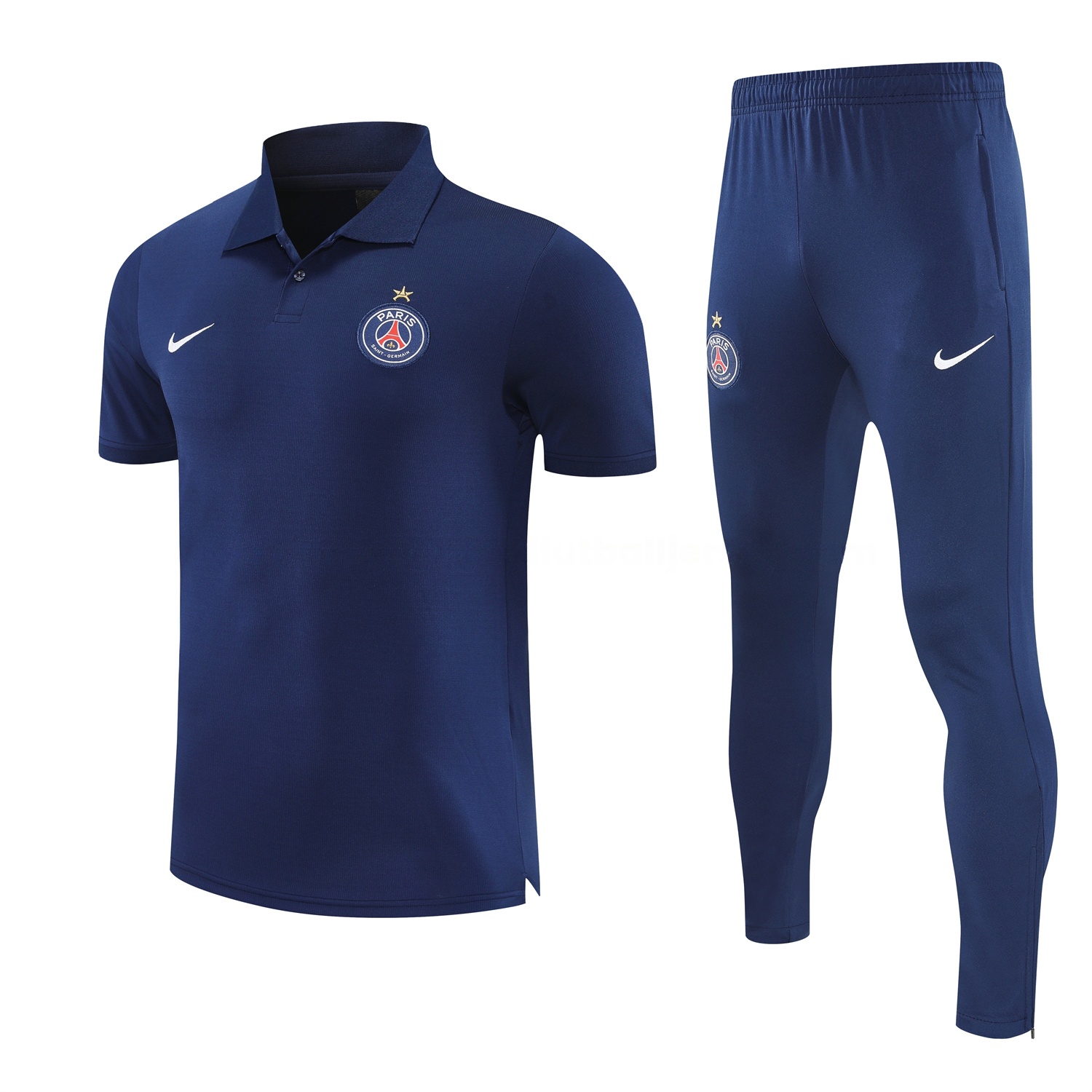 Paris Saint-Germain PSG 25-26 POLO Short-Sleeve Training Set - Dark Blue Top and Pants - UnitedFutballJersey