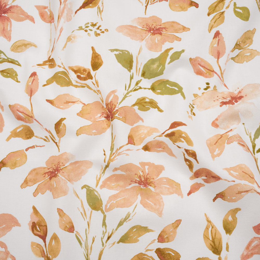 Printed Cotton Canvas - Sienna Watercolor Floral Stems - British Imported - Joann Fabrics
