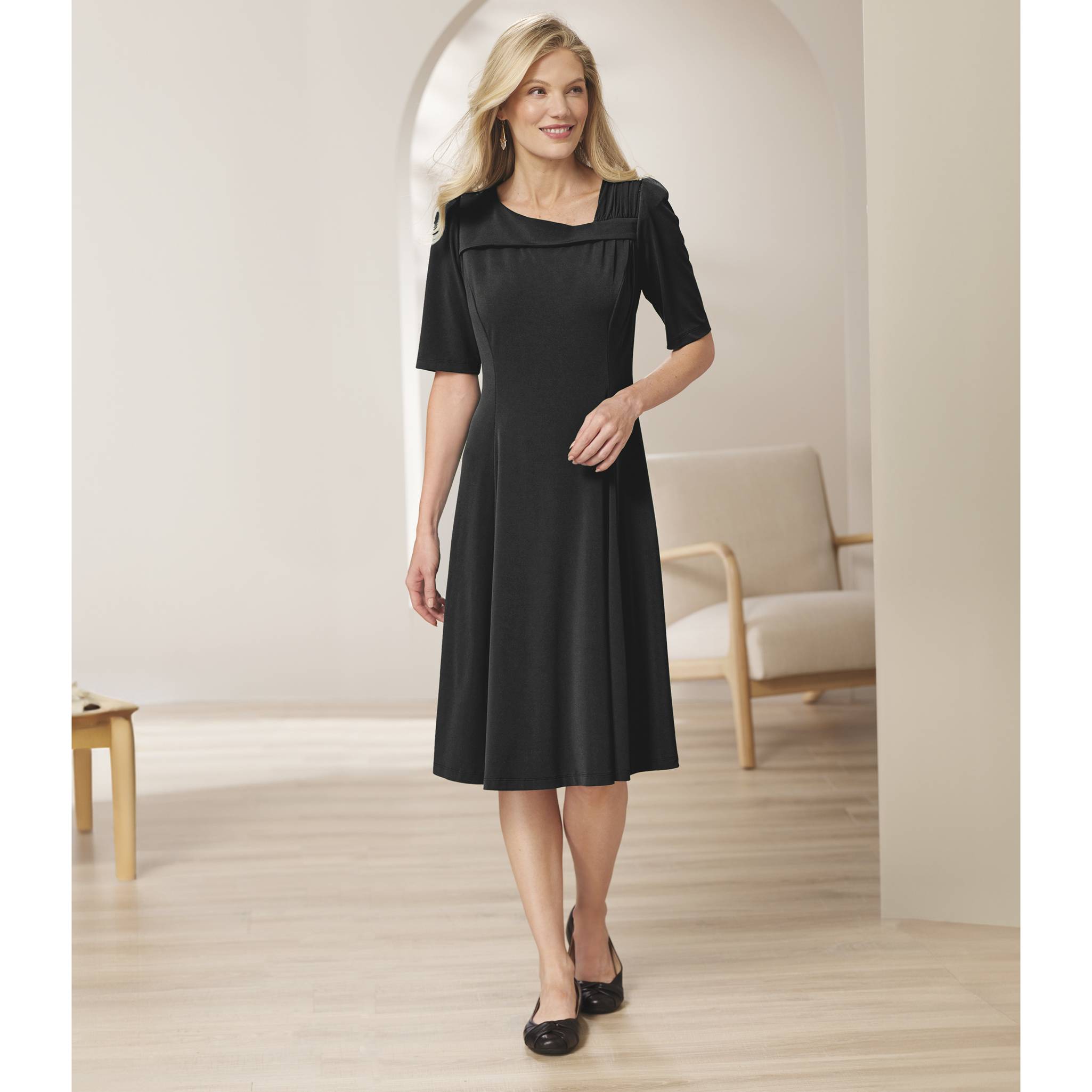 Asymmetric Neckline Knit Dress - Northstyle Catalog