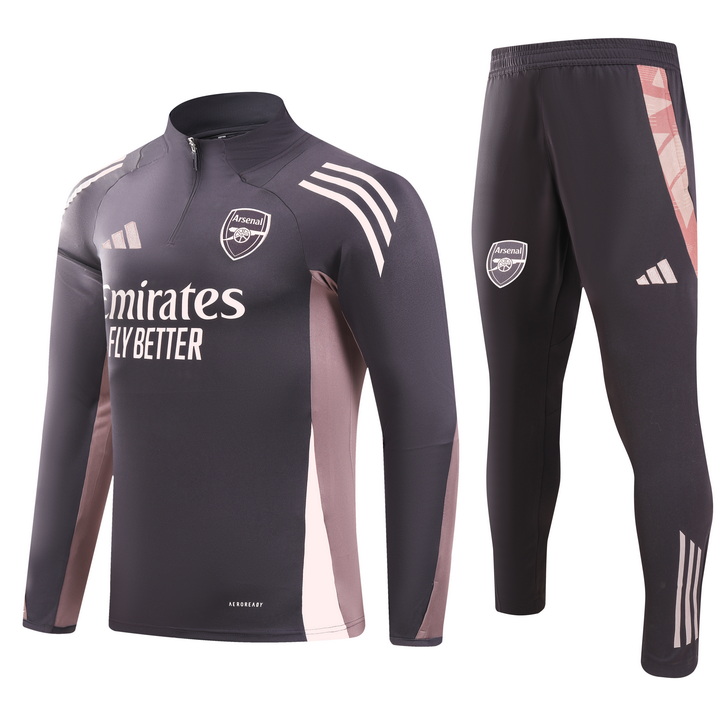 2024/2025 Arsenal Half-Pull Training Suit Purple Football Shirt 1:1 Thai Quality Set