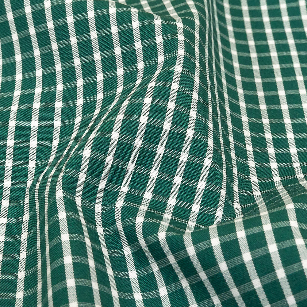 Evergreen and White Checkered Cotton and Polyester Shirting - Joann Fabrics