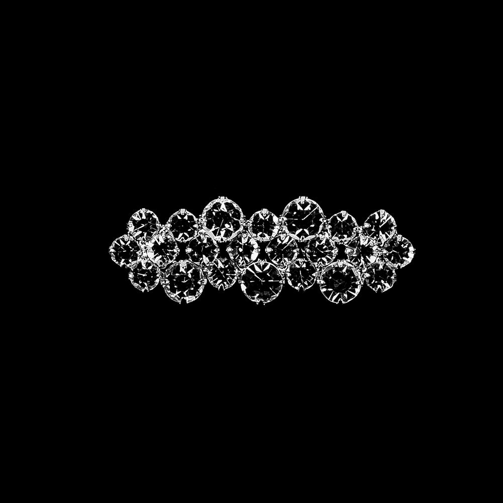 Vintage Czech Crystal Rhinestones and Silver Metal Abstract Ornament - 2.125