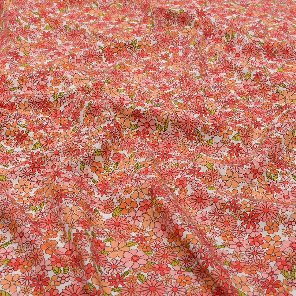 Cotton Poplin - Orange Floral - Strawberry Fields Print - Mood Exclusive Secret Garden Collection - Joann Fabrics