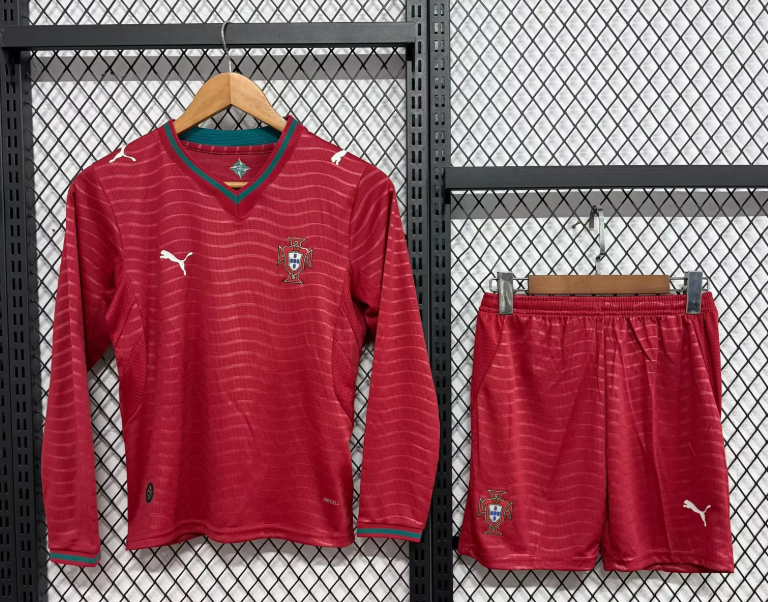 2026 Long Sleeve Portugal Home Football Shirt 1:1 Thai Quality Kids Size