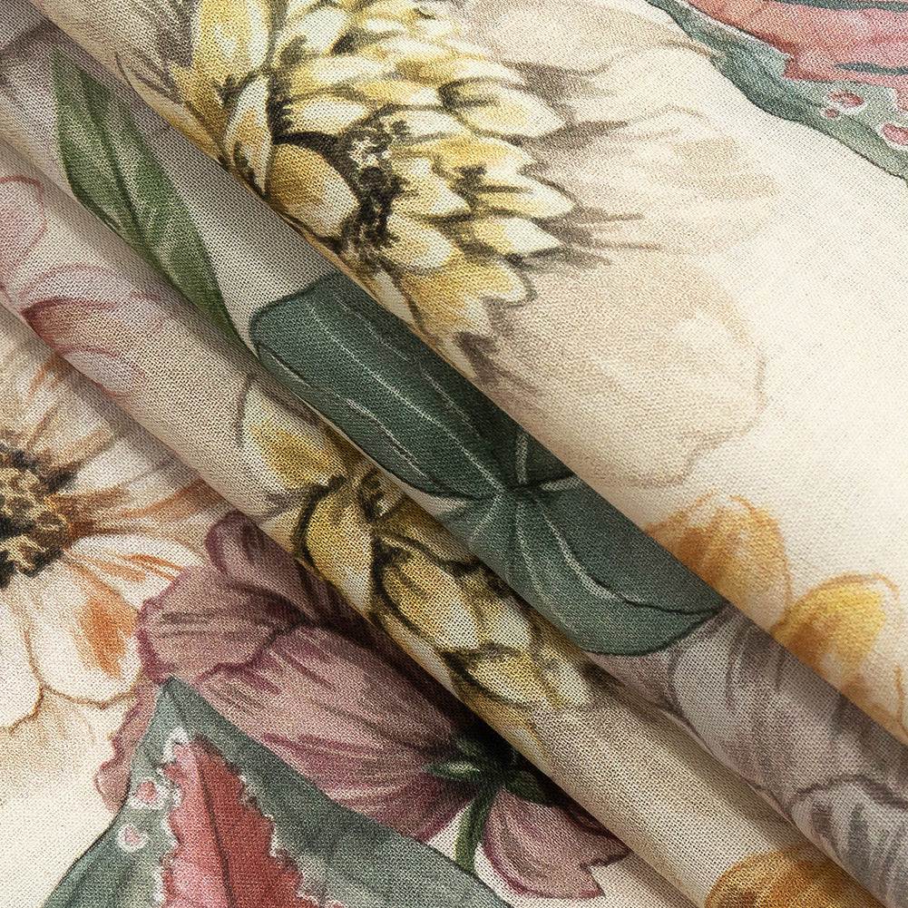 Cotton Voile - Soft Pink and Green Floral - Botticelli Print - Mood Exclusive Viso Collection - Joann Fabrics