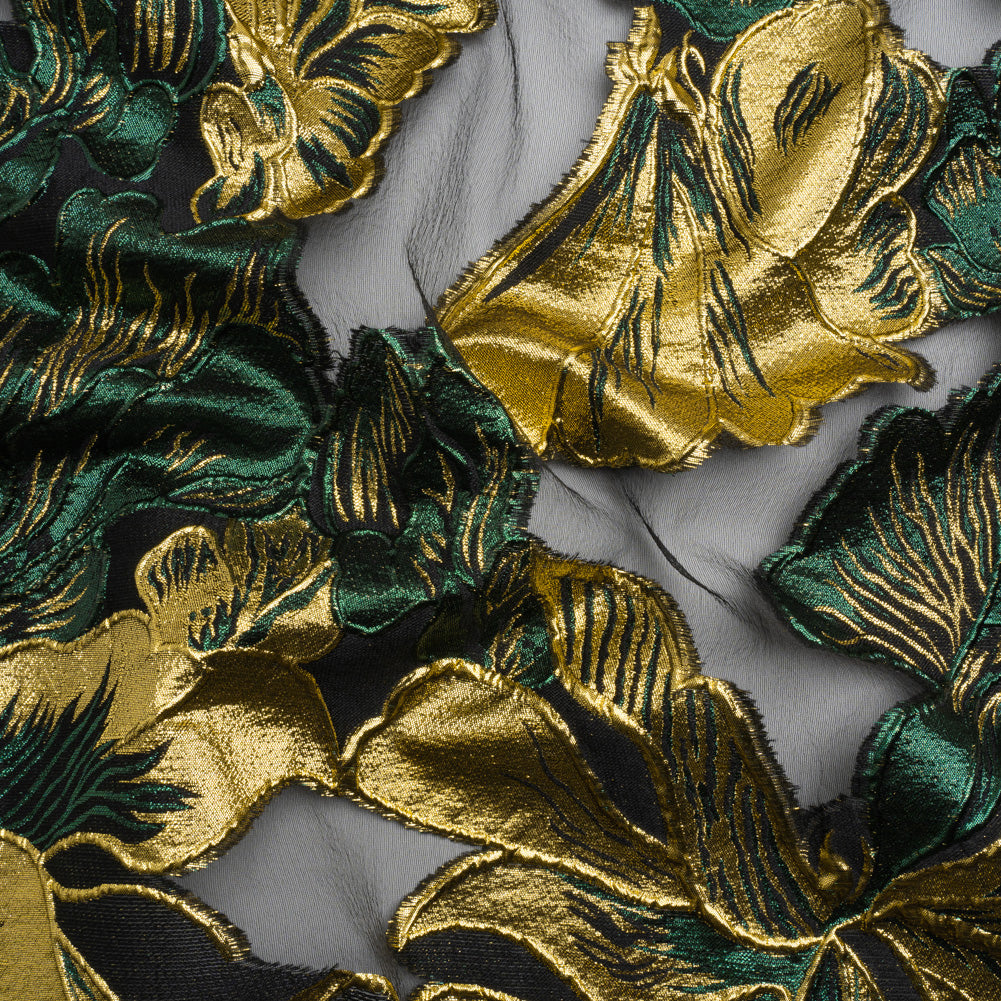 Metallic Forest, Gold and Black Floral Luxury Burnout Brocade Panel - Joann Fabrics