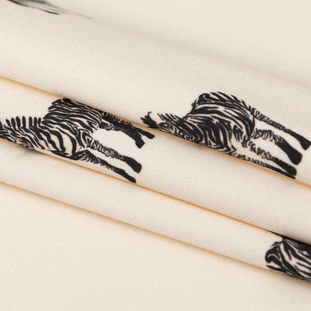 Stretch Cotton Sateen - White Zebras - Passing Interest Print - Mood Exclusive Kenko Collection - Joann Fabrics