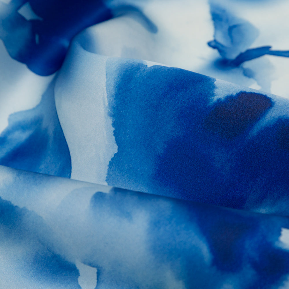 Mood Exclusive Italian Classic and Pearl Blue Abstract Floral Silk Organza - Joann Fabrics