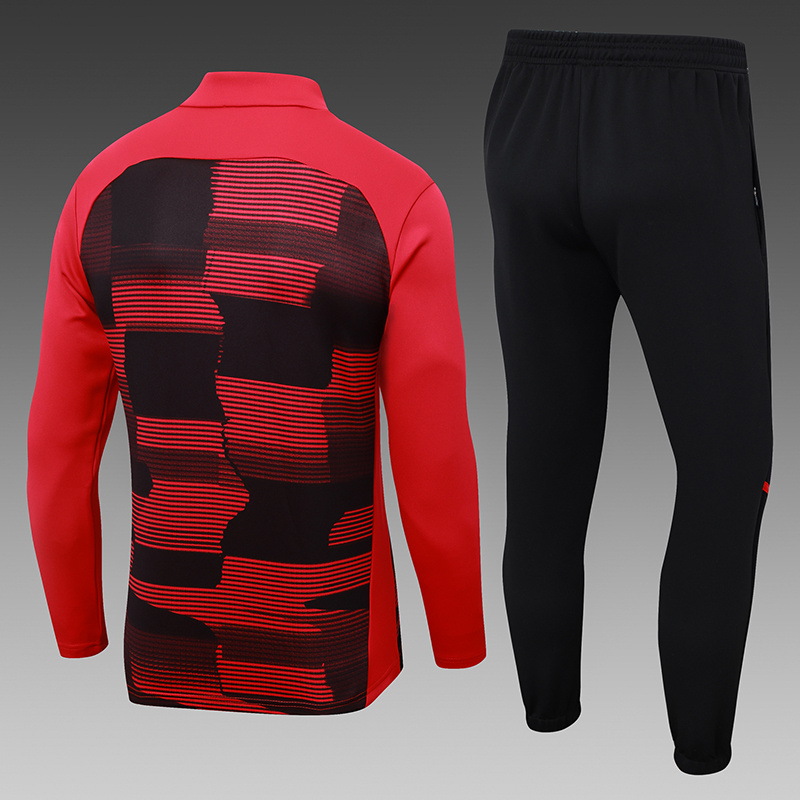 2024/2025 AC Milan Half-Pull Training Suit Red-Black Football Shirt 1:1 Thai Quality Set