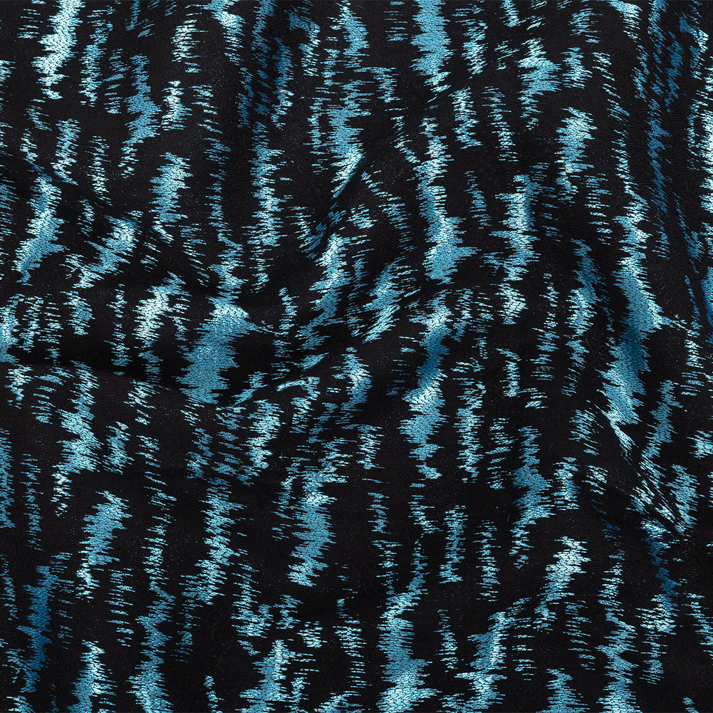 Black and Metallic Light Blue Ikat Brocade - Joann Fabrics